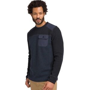 prAna Lonan Mens Long Sleeve Shirt Wool Blend pocket color block gray Sweater